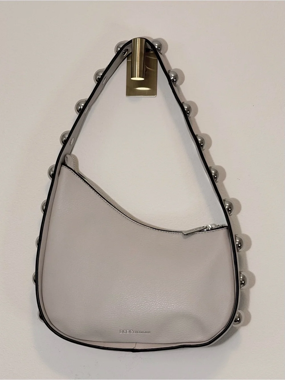 BCBG Faux-Leather Hobo Shoulder Bag in Pale Pink